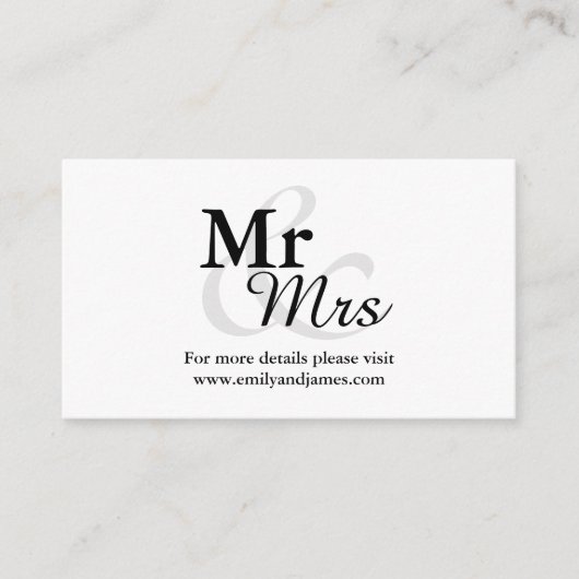 Mr&Mrs Simple Elegant Typography Wedding Details Informatiekaartje (Voorkant)