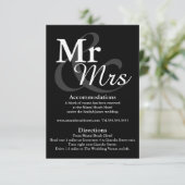 Mr&Mrs Simple Elegant Typography Wedding Details Kaart (Staand voorkant)