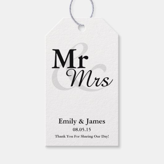 Mr&Mrs Simple Elegant Typography Wedding Favor Cadeaulabel (Voorkant)