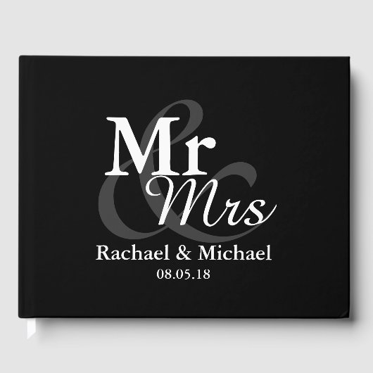Mr&Mrs Simple Elegant Typography Wedding Gastenboek (Voorkant)