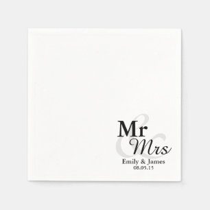 Mr&Mrs Simple Elegant Typography Wedding Servetten