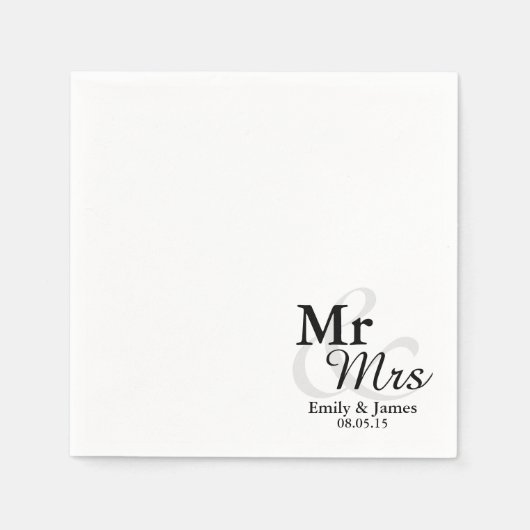 Mr&Mrs Simple Elegant Typography Wedding Servetten (Voorkant)