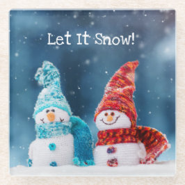 Mr & Mrs Snowman Custom Glass Onderzetter Glazen Onderzetter