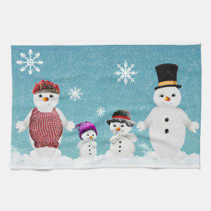 Mr&Mrs Snowman en hun familie met Kerstmis Theedoek