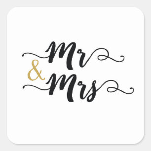 Mr. & Mrs. - Sticker in vierkant