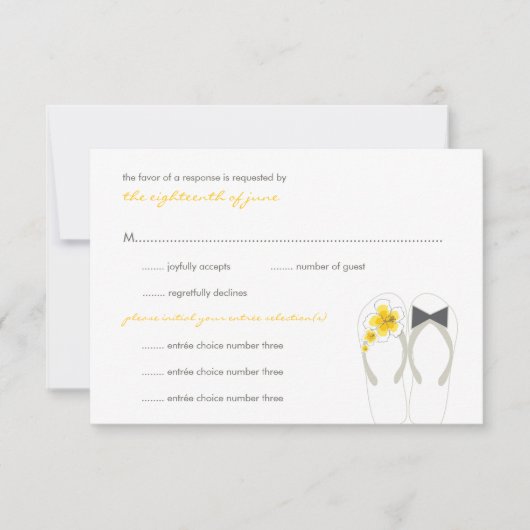 Mr & Mrs Summer Teenslippers Beach Wedding RSVP Ca (Voorkant)