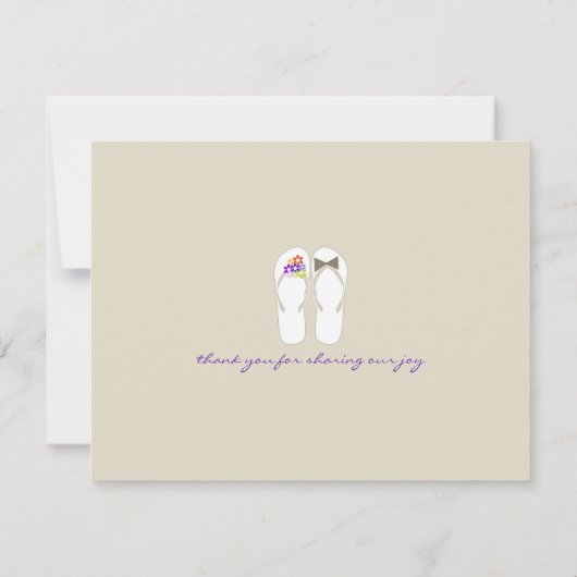 Mr & Mrs Teenslippers Beach bruiloft dank u kaart (Achterkant)