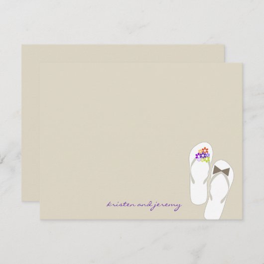 Mr & Mrs Teenslippers Beach bruiloft dank u kaart (Voorkant / Achterkant)