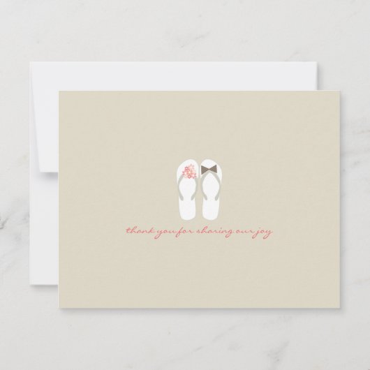 Mr & Mrs Teenslippers Beach bruiloft dank u kaart (Achterkant)