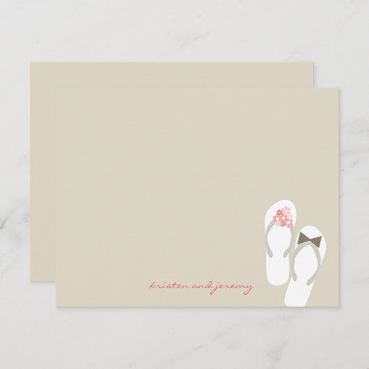 Mr & Mrs Teenslippers Beach bruiloft dank u kaart (Voorkant / Achterkant)