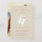 Mr & Mrs Teenslippers Daisies Beach Wedding Photo Save The Date (Voorkant / Achterkant)