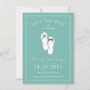 Mr & Mrs Teenslippers Hibiscus Beach Wedding Photo Save The Date