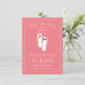 Mr & Mrs Teenslippers Hibiscus Beach Wedding Photo Save The Date (Staand voorkant)