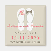 Mr & Mrs Teenslippers Zomerbruiloft Save The Date Magneet (Voorkant)
