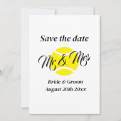 Mr & Mrs tennis paar bruiloft opslaan de datum kaa Save The Date (Voorkant)