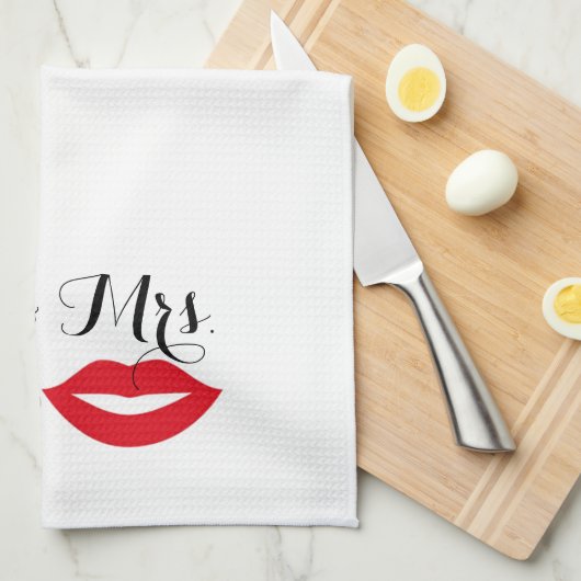 Mr & Mrs. To Be Mustache & Lips Party Hostess Theedoek (Quarter Fold)