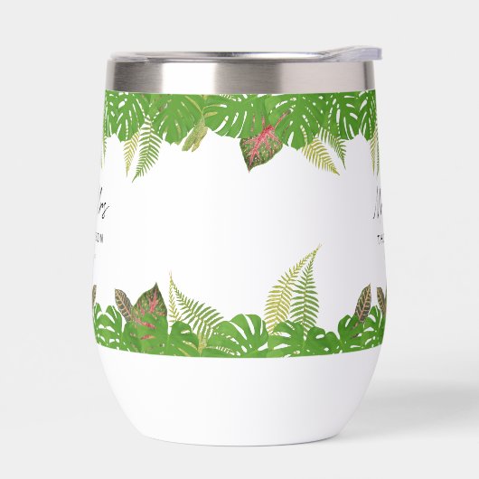 Mr & Mrs Tropical Leaves Script Huwelijkscadeau (Links)