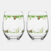 Mr & Mrs Tropical Leaves Script Huwelijkscadeau Wijnglas Zonder Voet (Links)