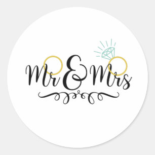 Mr & Mrs trouwringen Ronde Sticker