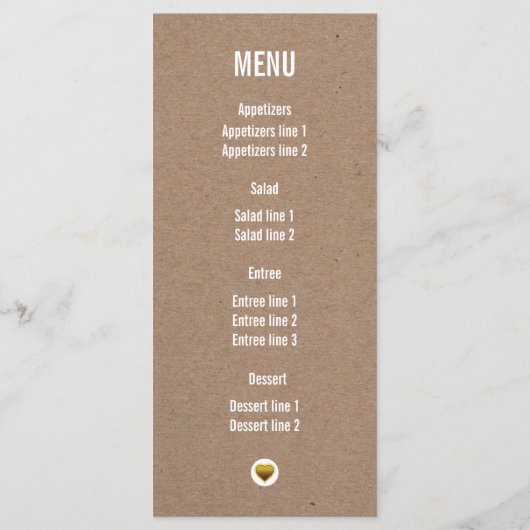 Mr & Mrs typografie kraft papieren trouwmenu Menu (Achterkant)