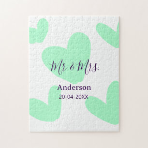 Mr & Mrs voeg familienaam datum jaar huwelijksgesc Legpuzzel