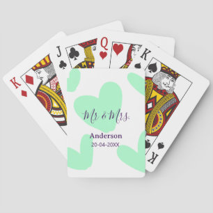 Mr & Mrs voeg familienaam datum jaar huwelijksguns Pokerkaarten