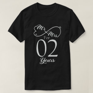 Mr. & Mrs. voor 2 jaar 2e Jubileum voor bruiloft T-shirt