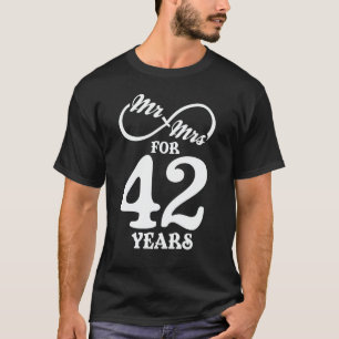 Mr. & Mrs. voor 42 jaar 1ste bruiloft Jubileum T-shirt