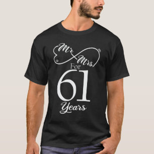 Mr. & Mrs. voor 61 jaar 1ste bruiloft Jubileum T-shirt