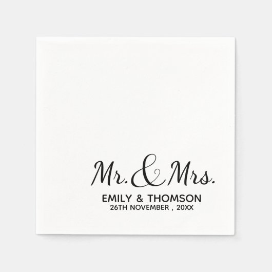 Mr & Mrs. | Weddenschap | Papier Napkin Servet (Voorkant)
