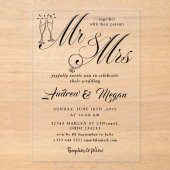 MR & Mrs Wedding Acryl Uitnodigingen (Voorkant)