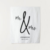 Mr. & Mrs Wedding Backdrop Aangepaste achternaam D Wandkleed (Voorkant)