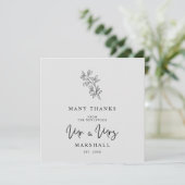 MR & MRS Wedding Black Fancy Minimalist Branches Bedankkaart (Staand voorkant)