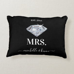 Mr. & Mrs Wedding Black & White Accent Kussen