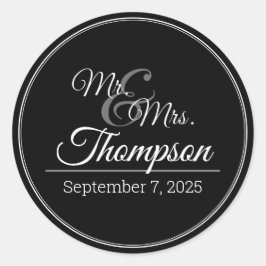 Mr. & Mrs Wedding Celebration Date Classic Round Ronde Sticker