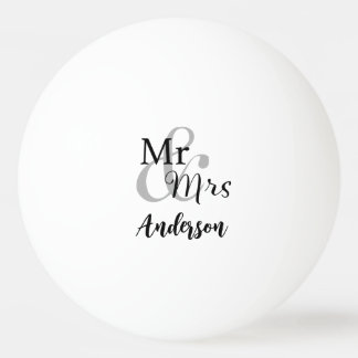 Mr & Mrs Wedding Couple Custom Surname Pingpongballen