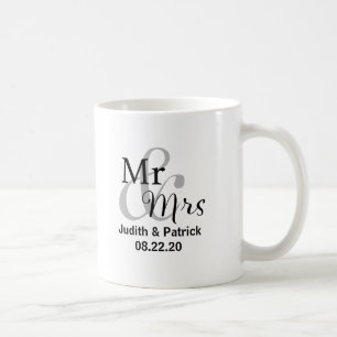 Mr & Mrs Wedding Date met Bride & Groom Names Koffiemok