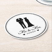 Mr & Mrs Wedding Dress Tuxedo Newlywed Couple Ronde Kartonnen Onderzetter (Gebogen)