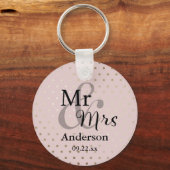 Mr & Mrs Wedding Favor Sleutelhanger Naam/Datum Ro (Voorkant)