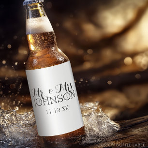 Mr & Mrs Wedding Favoriet - Minimalistisch Zwart W Bier Etiket