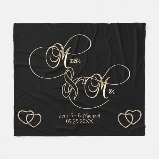 Mr & Mrs Wedding - Gepersonaliseerd Fleece Deken (Voorkant (Horizontaal))