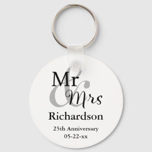 Mr & Mrs Wedding Jubileum Keyringen Name & Date Sleutelhanger