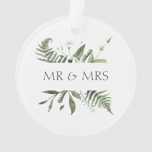Mr & Mrs Wedding Keepsake Greenery Ornament (voorkant)