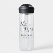 Mr & Mrs Wedding met naam en datum Waterfles (Voorkant)