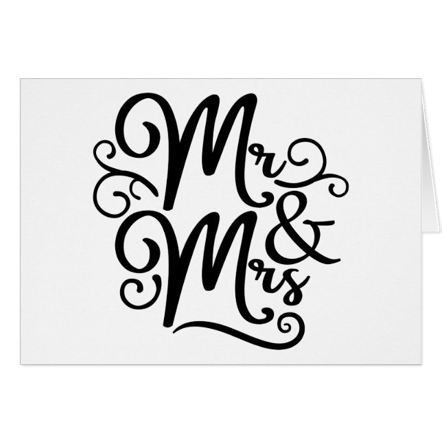 Mr. & Mrs Wedding net getrouwd Black White Monogra (Voorkant Horizontaal)