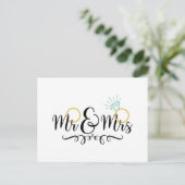 Mr & Mrs Wedding Rings Briefkaart (Staand voorkant)