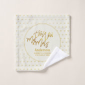 Mr & Mrs Wedding Towels Gold Love Hearts Keepslag Bad Handdoek (Wasdoekje)