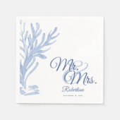 Mr & Mrs White en Blue Elegant Nautical Wedding Servet (Voorkant)
