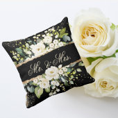 Mr & Mrs White Gold Botanical Floral Black Rustic Kussen
