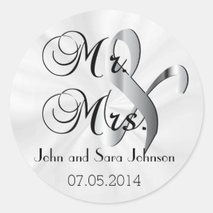 Mr & Mrs White Wedding   personaliseren Ronde Sticker